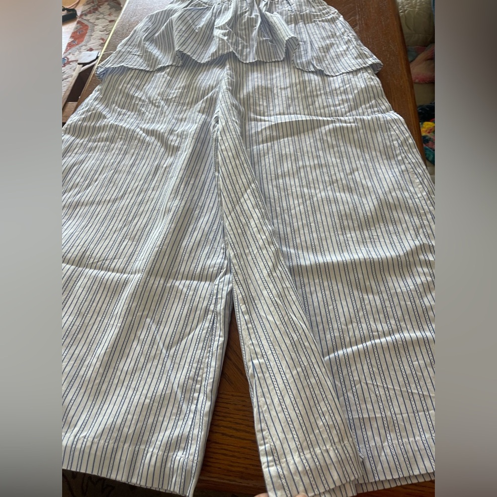 English Factory White Jumpsuit with Blue Pinstripes - Picture 6 of 9